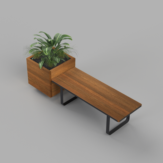 BARC Square Planter Bench Combination