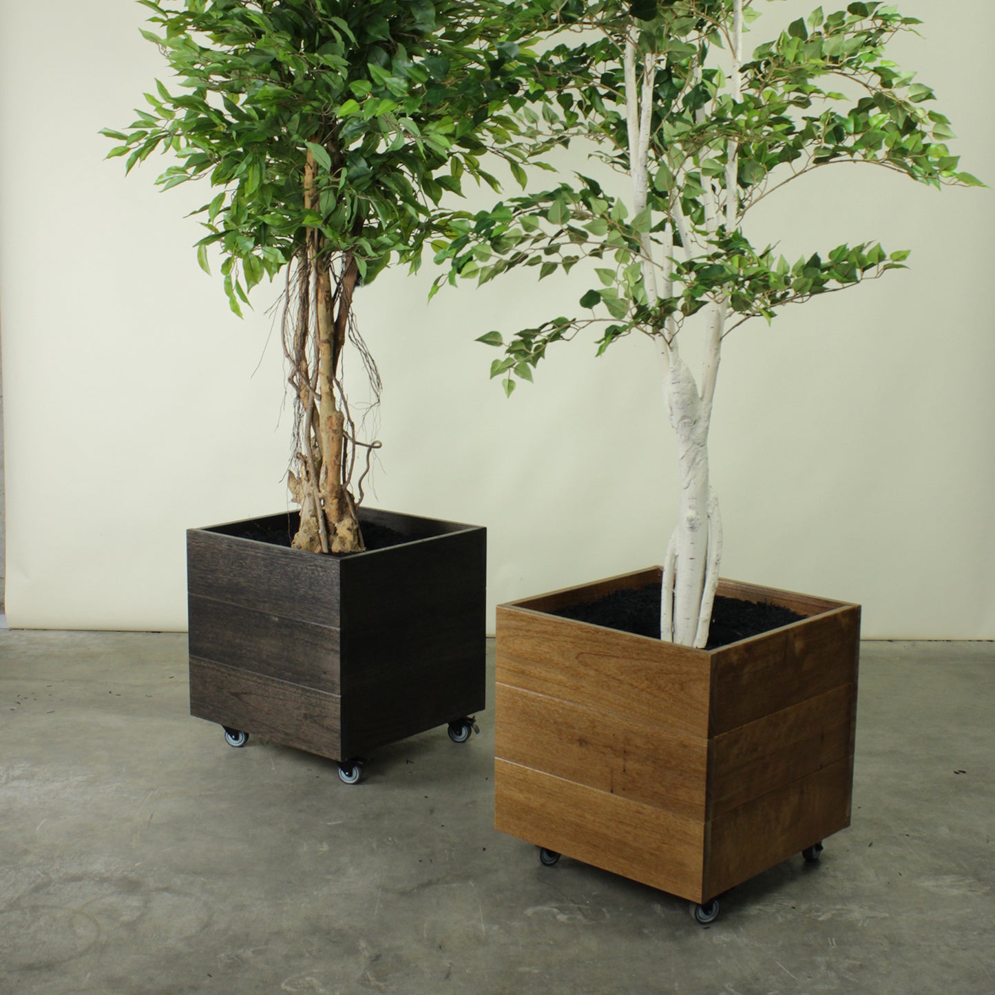 Hardwood Planter Pot with Trees