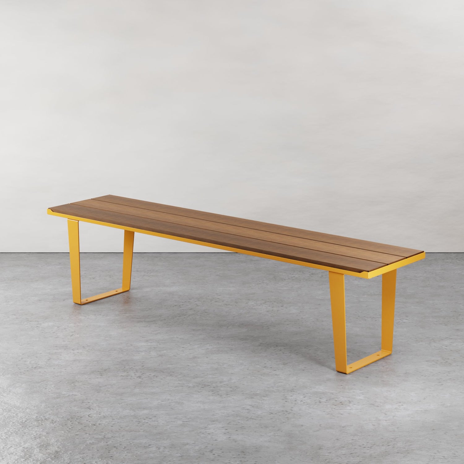 Designer Bench Seat with Yellow frame and Spotted Gum Hardwood Bench