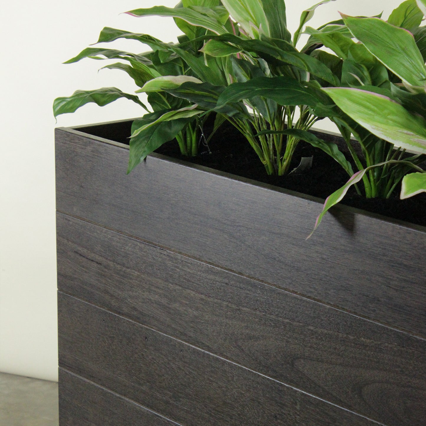 Hardwood Planter Barrier with Plants