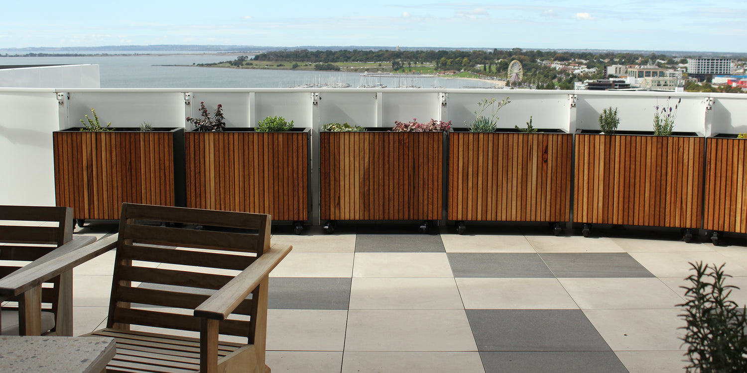 Aluminium Planter Box on wheels on Balcony Bloom Box Products