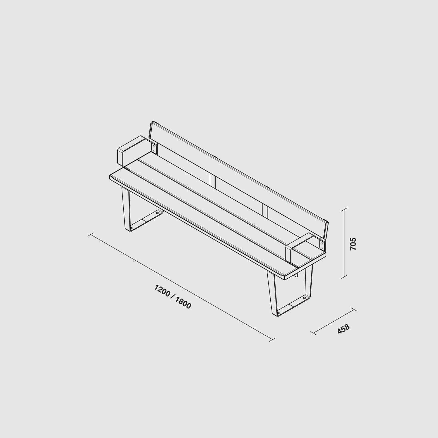 Frederick Bench Seat with Back and Arm Rest