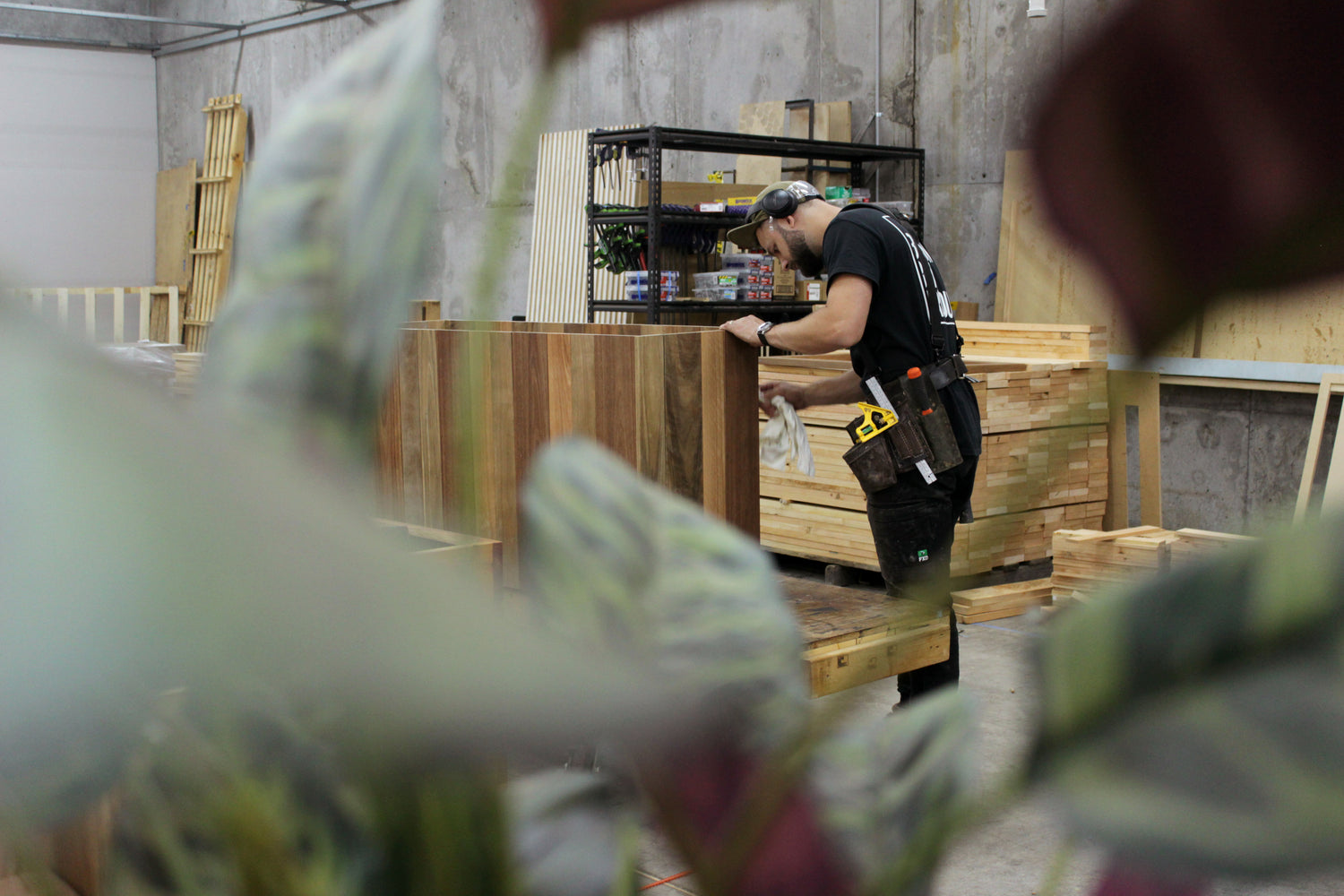 Industrial design and Carpentry and craftsmanship play a key role in realising our custom solutions. Our custom designed pieces are all made in our Melbourne based workshop and we love to collaborate with local fabricators and makers. Image of workshop